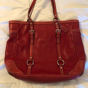 Coach red leather Gallery tote